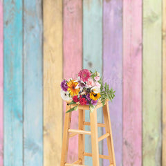 Lofaris Colorful Retro Wood Grain Easter Photo Backdrop