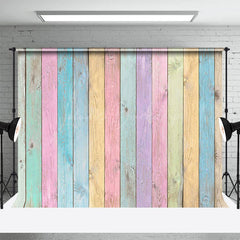 Lofaris Colorful Retro Wood Grain Easter Photo Backdrop