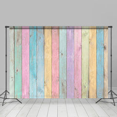 Lofaris Colorful Retro Wood Grain Easter Photo Backdrop