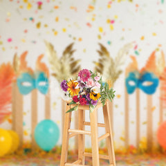 Lofaris Colorful Ribbons Tribal Masquerade Balloon Backdrop