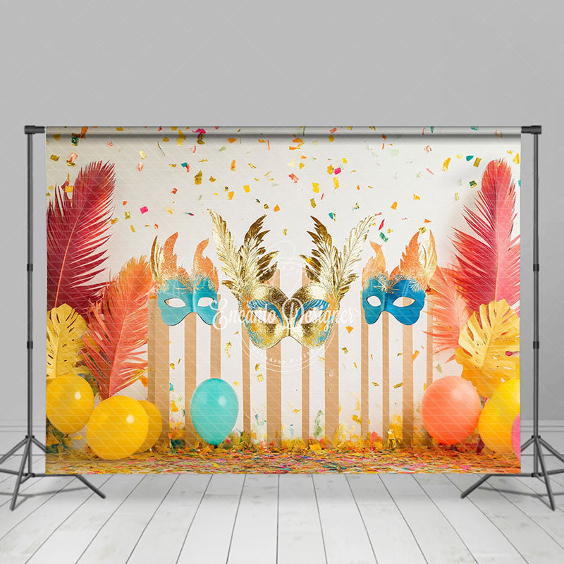 Lofaris Colorful Ribbons Tribal Masquerade Balloon Backdrop