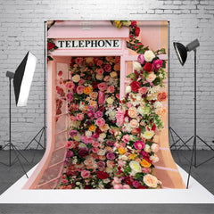 Lofaris Colorful Rose Romantic Pink Telephone Photo Backdrop