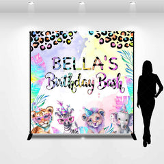 Lofaris Colorful Safari Animal Custom Name Birthday Backdrop