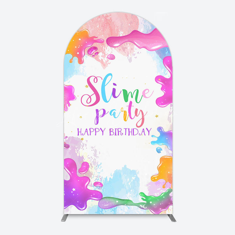 Lofaris Colorful Slime Splash Arch Birthday Party Backdrop