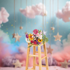 Lofaris Colorful Smog Cloud Starry Sky Cake Smash Backdrop