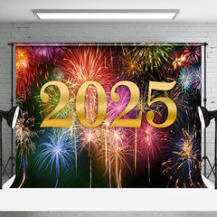 Lofaris Colorful Sparks Bloom 2025 Happy New Year Backdrop