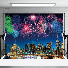 Lofaris Colorful Sparks City Night Happy New Year Backdrop