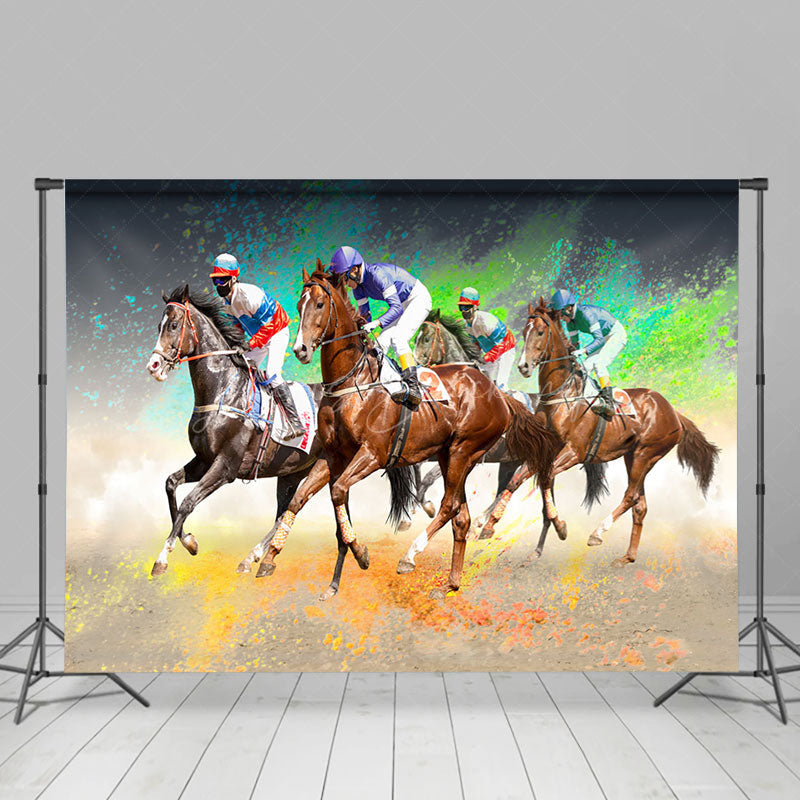 Lofaris Colorful Splash Horse Racing Kentucky Derby Backdrop