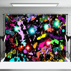 Lofaris Colorful Splash Spots Black Disco Dance Backdrop