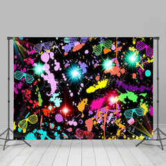 Lofaris Colorful Splash Spots Black Disco Dance Backdrop