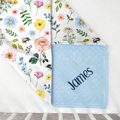 Lofaris Colorful Spring Floral Leaves Minky Baby Blanket