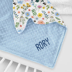 Lofaris Colorful Spring Floral Leaves Minky Baby Blanket