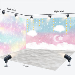 Lofaris Colorful Starry Cloud Sky Birthday Room Set Backdrop