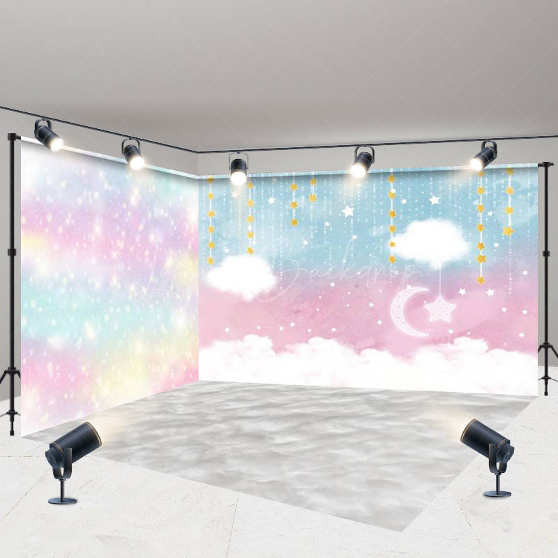 Lofaris Colorful Starry Cloud Sky Birthday Room Set Backdrop