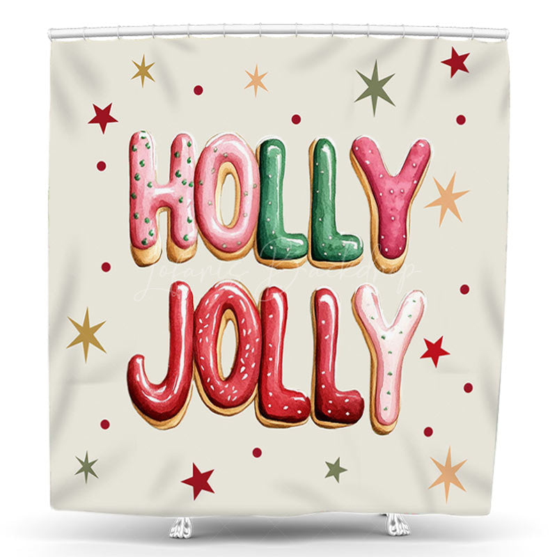 Lofaris Colorful Stars Holly Jolly Christmas Shower Curtain