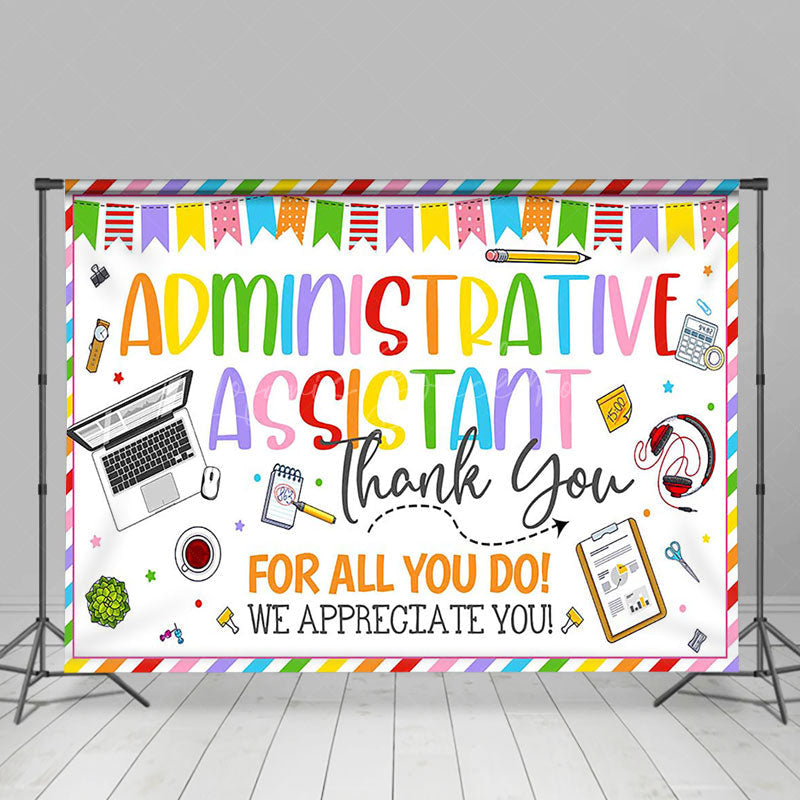 Lofaris Colorful Thank You Administrative Assistant Backdrop