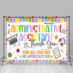 Lofaris Colorful Thank You Administrative Assistant Backdrop