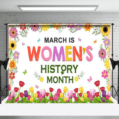 Lofaris Colorful Tulip Floral Womens History Month Backdrop