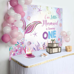 Lofaris Colorful Undersea Scene Mermaid 1st Birthday Backdrop