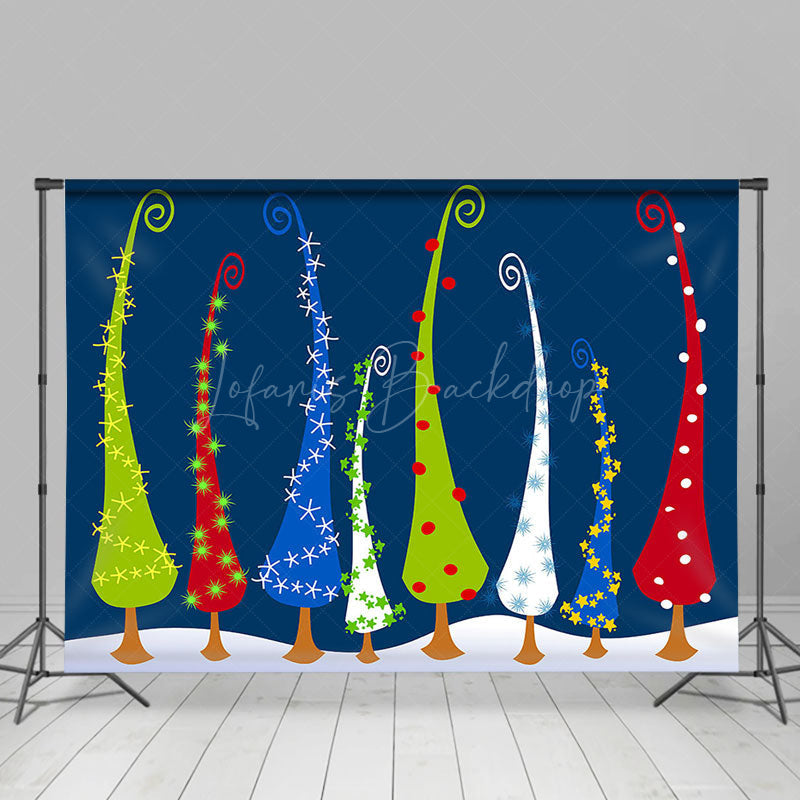 Lofaris Colorful Variant Magic Pine Tree Christmas Backdrop