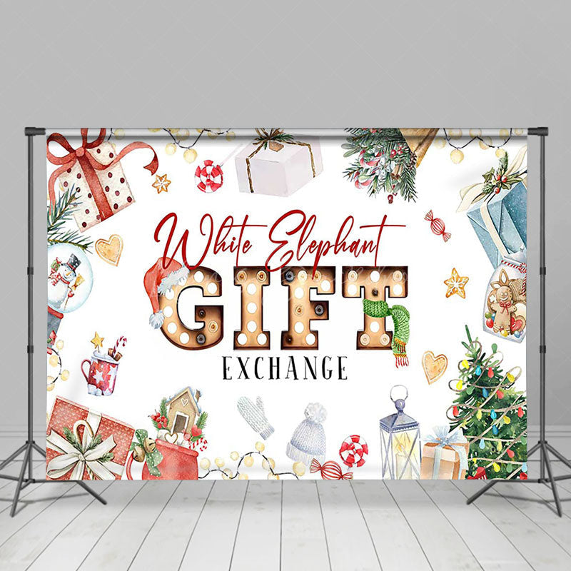 Lofaris Colorful White Elephant Gift Exchange Party Backdrop