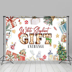 Lofaris Colorful White Elephant Gift Exchange Party Backdrop