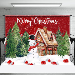 Lofaris Cookie House Snowman Trees Merry Christmas Backdrop