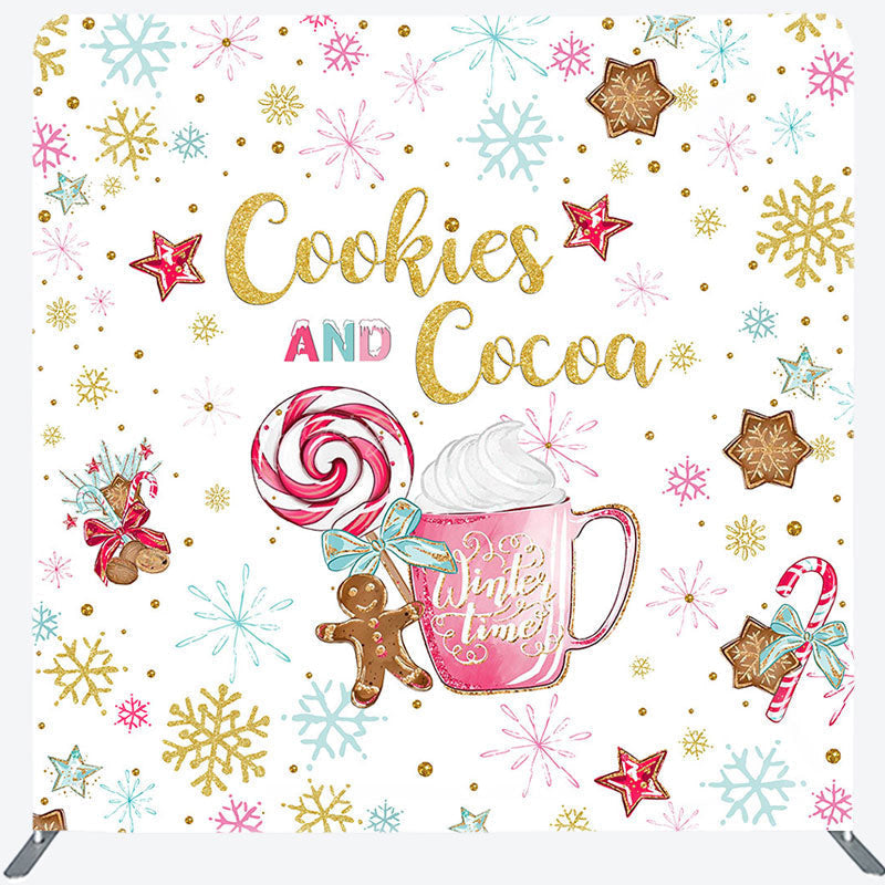 Lofaris Cookies Cocoa Snowflakes Candy Coffee Square Backdrop