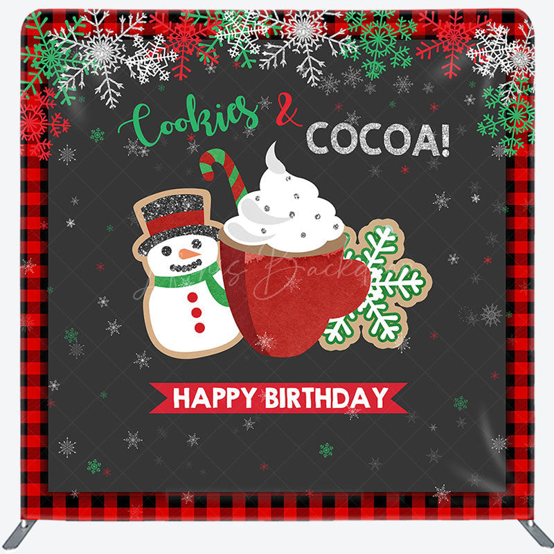 Lofaris Cookies Cocoa Xmas Brithday Tension Fabric Backdrop