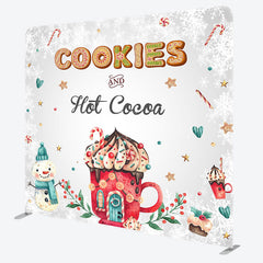 Lofaris Cookies Hot Cocoa Snowman Tension Fabric Backdrop