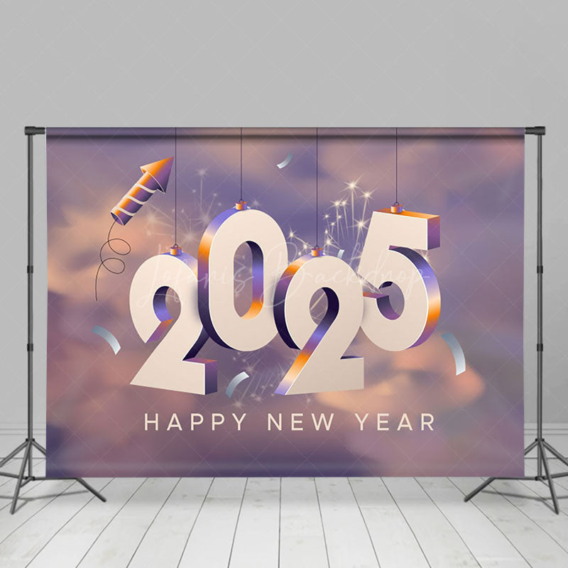 Lofaris Cool 2025 Sparkle Sunset Cloud New Year Backdrop