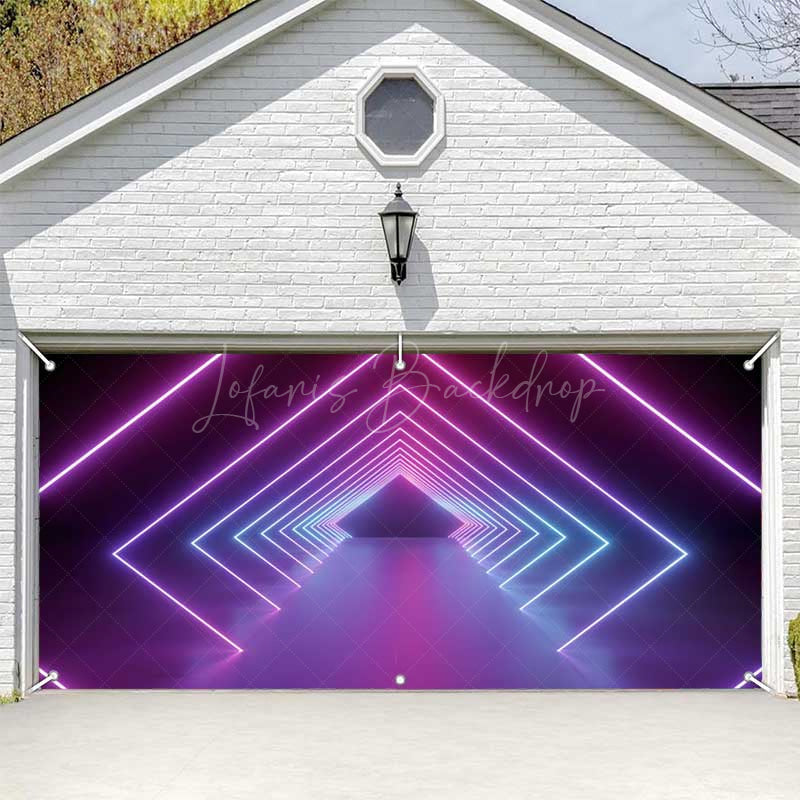 Lofaris Cool Future Science Neon Channel Garage Door Banner