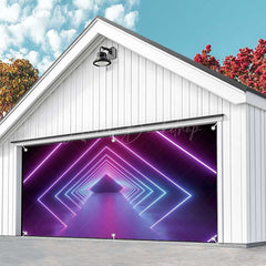 Lofaris Cool Future Science Neon Channel Garage Door Banner