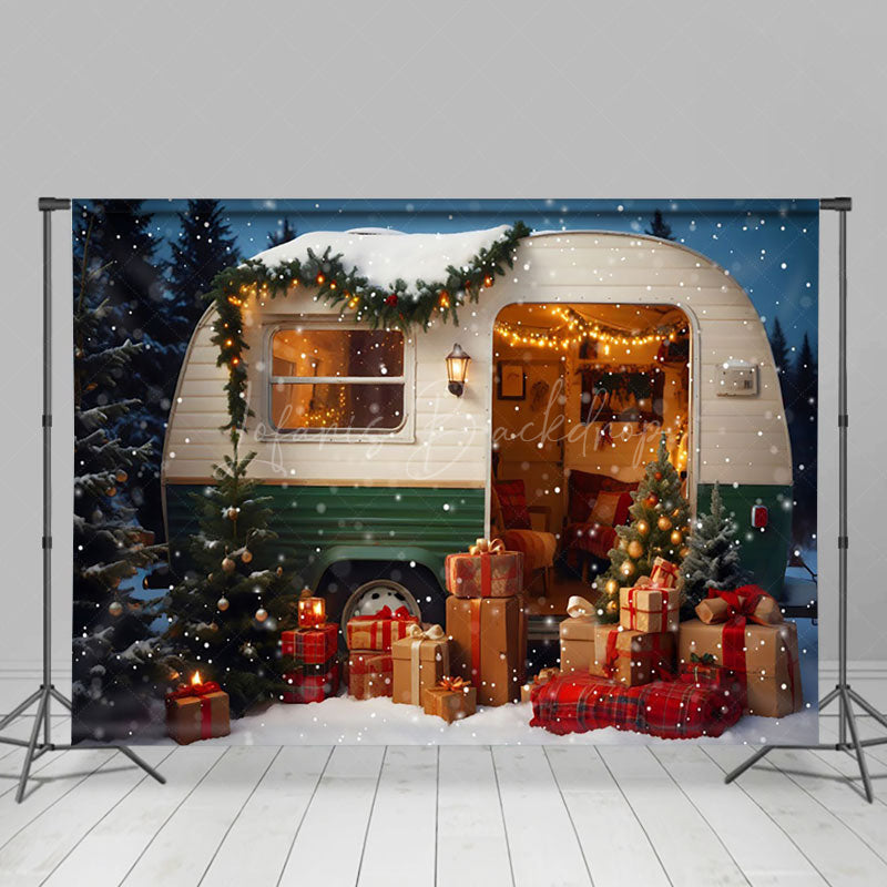 Lofaris Cosy Snow Camper Van Festive Christmas Warm Backdrop