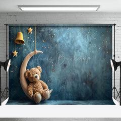 Lofaris Cosy Teddy Bear Grey Moon Starry Nights Backdrop