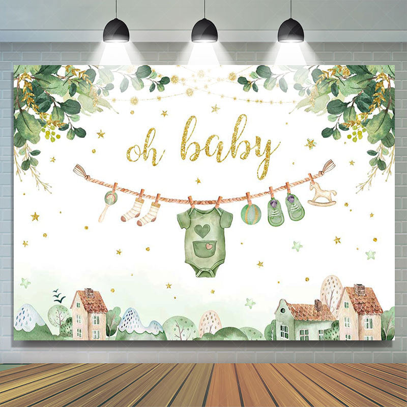 Lofaris Country House Plant Oh Baby Gender Reveal Backdrop