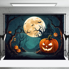 Lofaris Country Road Night Pumpkin Villa Halloween Backdrop