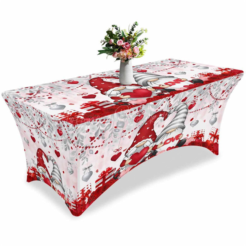 Lofaris Couple Love Heart Valentines Day Stretch Table Cover