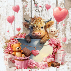 Lofaris Cow Gifts Retro Wood Valentines Day Shower Curtain