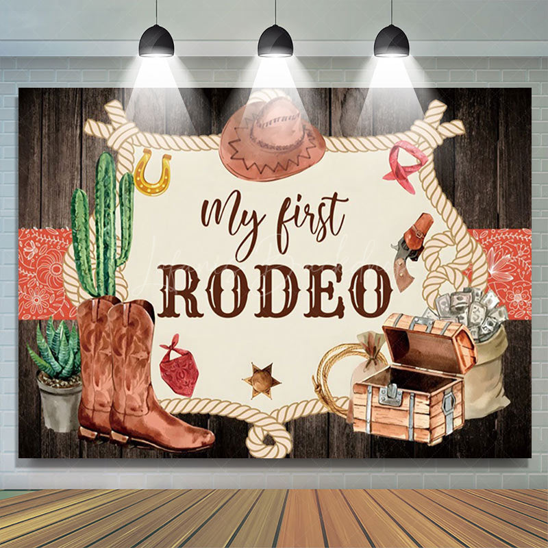 Lofaris Cowboy My First Rodeo 1st Birthday Backdrop