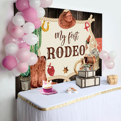 Lofaris Cowboy My First Rodeo 1st Birthday Backdrop