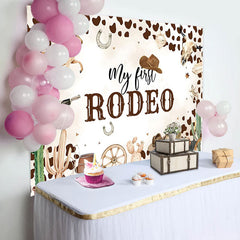 Lofaris Cowboy Print My First Rodeo Birthday Backdrop