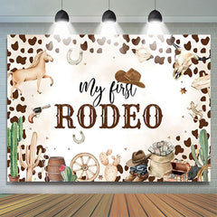 Lofaris Cowboy Print My First Rodeo Birthday Backdrop