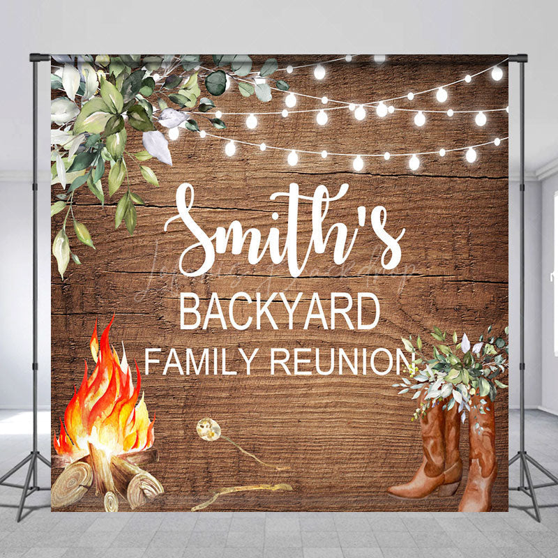 Lofaris Cowboy Wood Custom Backyard Family Reunion Backdrop