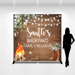 Lofaris Cowboy Wood Custom Backyard Family Reunion Backdrop