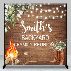 Lofaris Cowboy Wood Custom Backyard Family Reunion Backdrop