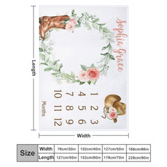 Lofaris Cowgirl Wreath Monthly Table Custom Name Blanket