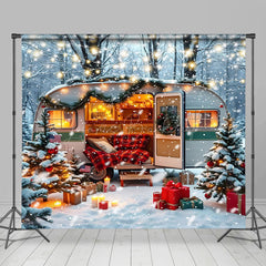 Lofaris Cozy Camper Van Decorations Winter Forest Backdrop