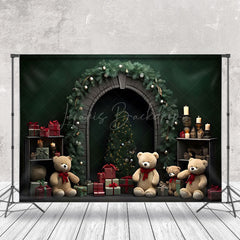 Lofaris Cozy Christmas Scene Bear Mascots Gifts Backdrop