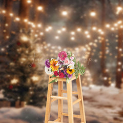 Lofaris Cozy Light Bokeh Tree Lane Snowman Christmas Backdrop